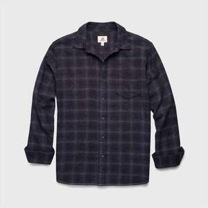 NEW SURFSIDE SUPPLY men's brian brushed plaid shirt in navy plaid